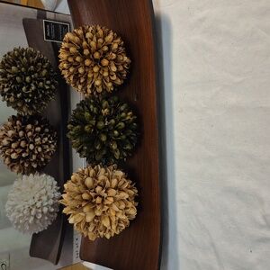 Long Wood Tray W/ Decortive Floral Orbit